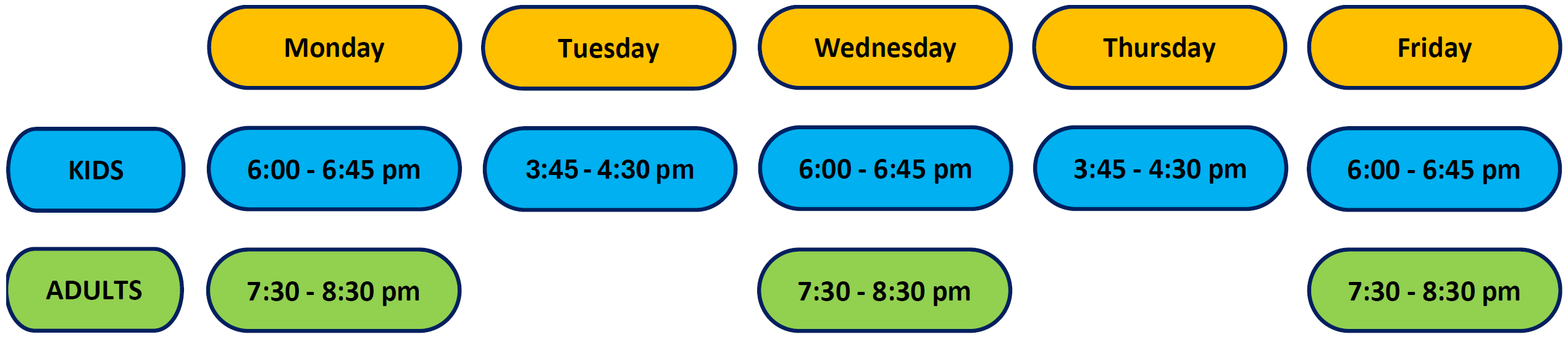 Mightyfist Class schedule